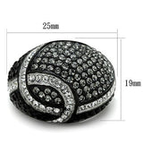 TK1733 - Two-Tone IP Black Stainless Steel Ring with Top Grade Crystal  in Black Diamond - Alamode