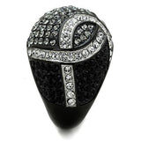TK1733 - Two-Tone IP Black Stainless Steel Ring with Top Grade Crystal  in Black Diamond - Alamode