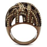 TK1734LC - IP Coffee light Stainless Steel Ring with Top Grade Crystal in Citrine Yellow - Alamode - Flyclothing LLC