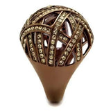 TK1734LC - IP Coffee light Stainless Steel Ring with Top Grade Crystal  in Citrine Yellow - Alamode