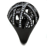 TK1734 - IP Black(Ion Plating) Stainless Steel Ring with AAA Grade CZ in Clear - Alamode - Flyclothing LLC