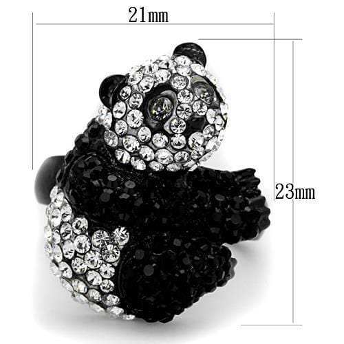 TK1735 - Two-Tone IP Black Stainless Steel Ring with Top Grade Crystal in Black Diamond - Alamode - Flyclothing LLC