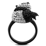 TK1735 - Two-Tone IP Black Stainless Steel Ring with Top Grade Crystal  in Black Diamond - Alamode