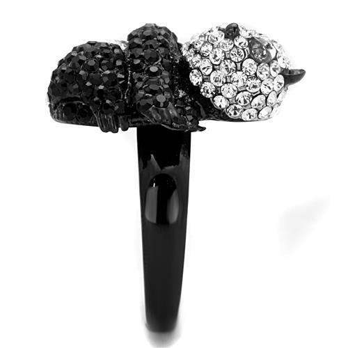 TK1735 - Two-Tone IP Black Stainless Steel Ring with Top Grade Crystal in Black Diamond - Alamode - Flyclothing LLC