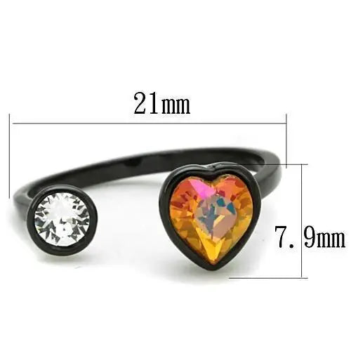 TK1738 - IP Black(Ion Plating) Stainless Steel Ring with Top Grade Crystal in Champagne - Alamode - Flyclothing LLC