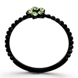 TK1739 - IP Black(Ion Plating) Stainless Steel Ring with Top Grade Crystal  in Peridot - Alamode