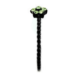 TK1739 - IP Black(Ion Plating) Stainless Steel Ring with Top Grade Crystal  in Peridot - Alamode
