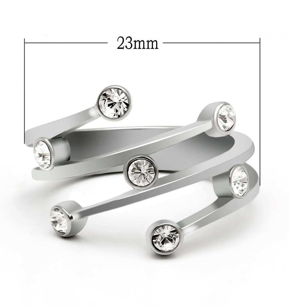 TK173 - High polished (no plating) Stainless Steel Ring with Top Grade Crystal in Clear - Alamode - Flyclothing LLC