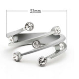 TK173 - High polished (no plating) Stainless Steel Ring with Top Grade Crystal in Clear - Alamode - Flyclothing LLC