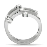 TK173 - High polished (no plating) Stainless Steel Ring with Top Grade Crystal in Clear - Alamode - Flyclothing LLC