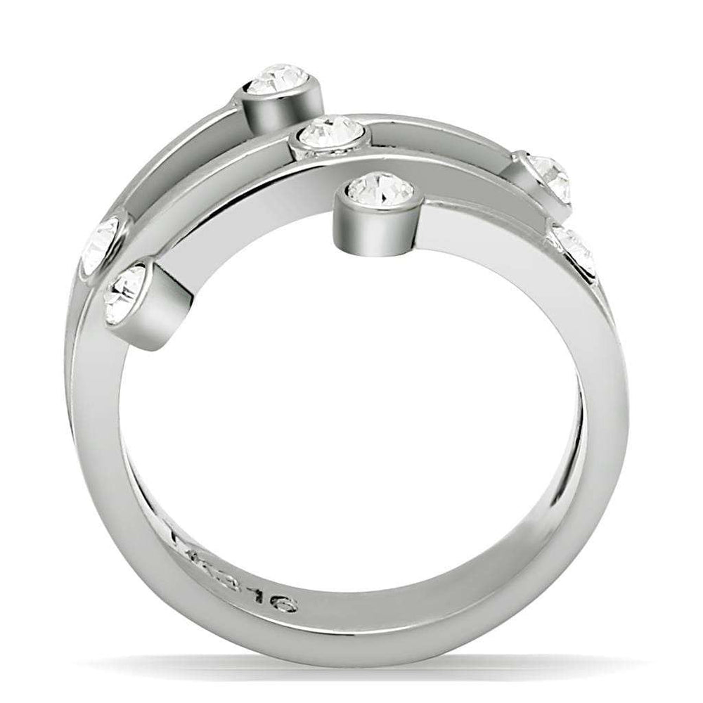 TK173 - High polished (no plating) Stainless Steel Ring with Top Grade Crystal in Clear - Alamode - Flyclothing LLC