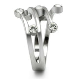 TK173 - High polished (no plating) Stainless Steel Ring with Top Grade Crystal in Clear - Alamode - Flyclothing LLC