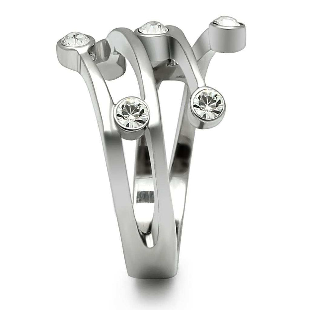 TK173 - High polished (no plating) Stainless Steel Ring with Top Grade Crystal in Clear - Alamode - Flyclothing LLC