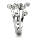 TK173 - High polished (no plating) Stainless Steel Ring with Top Grade Crystal in Clear - Alamode - Flyclothing LLC