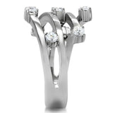 TK173 - High polished (no plating) Stainless Steel Ring with Top Grade Crystal in Clear - Alamode - Flyclothing LLC