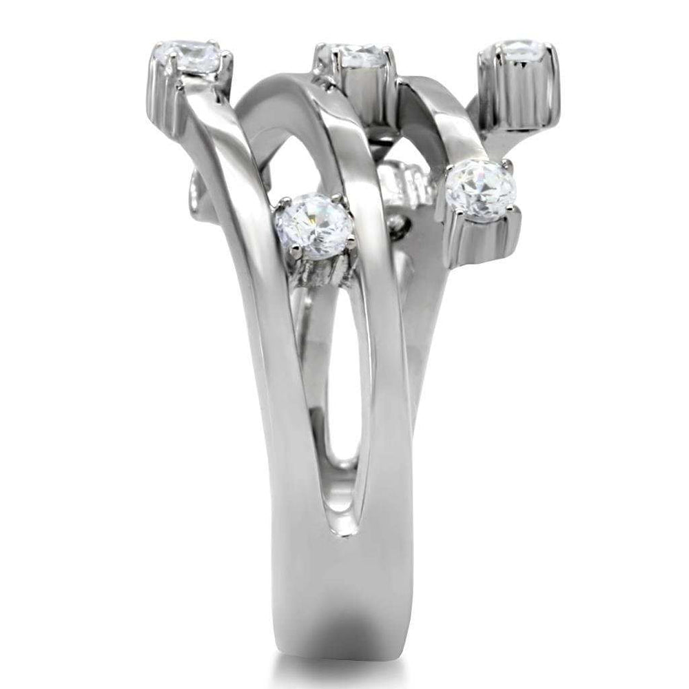 TK173 - High polished (no plating) Stainless Steel Ring with Top Grade Crystal in Clear - Alamode - Flyclothing LLC