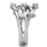TK173 - High polished (no plating) Stainless Steel Ring with Top Grade Crystal in Clear - Alamode - Flyclothing LLC