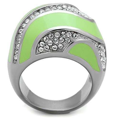 TK1741 - High polished (no plating) Stainless Steel Ring with Top Grade Crystal in Clear - Alamode - Flyclothing LLC