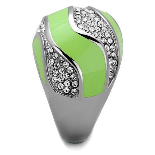 TK1741 - High polished (no plating) Stainless Steel Ring with Top Grade Crystal in Clear - Alamode - Flyclothing LLC