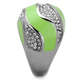 TK1741 - High polished (no plating) Stainless Steel Ring with Top Grade Crystal  in Clear - Alamode