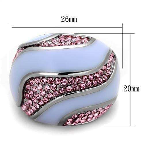 TK1744 - High polished (no plating) Stainless Steel Ring with Top Grade Crystal in Light Rose - Alamode - Flyclothing LLC