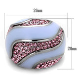 TK1744 - High polished (no plating) Stainless Steel Ring with Top Grade Crystal  in Light Rose - Alamode