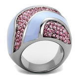 TK1744 - High polished (no plating) Stainless Steel Ring with Top Grade Crystal  in Light Rose - Alamode