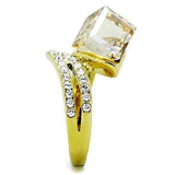 TK1745 - IP Gold(Ion Plating) Stainless Steel Ring with Top Grade Crystal  in Champagne - Alamode