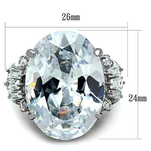 TK1747 - High polished (no plating) Stainless Steel Ring with AAA Grade CZ in Clear - Alamode - Flyclothing LLC