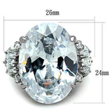 TK1747 - High polished (no plating) Stainless Steel Ring with AAA Grade CZ  in Clear - Alamode