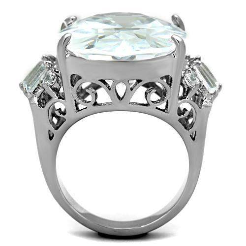 TK1747 - High polished (no plating) Stainless Steel Ring with AAA Grade CZ in Clear - Alamode - Flyclothing LLC
