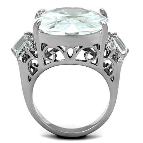 TK1747 - High polished (no plating) Stainless Steel Ring with AAA Grade CZ in Clear - Alamode - Flyclothing LLC