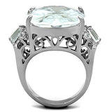 TK1747 - High polished (no plating) Stainless Steel Ring with AAA Grade CZ  in Clear - Alamode