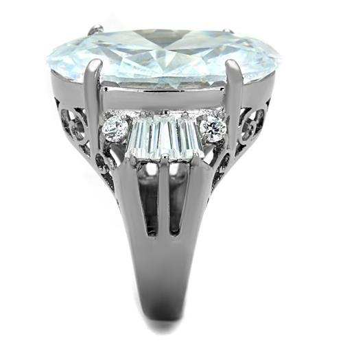 TK1747 - High polished (no plating) Stainless Steel Ring with AAA Grade CZ in Clear - Alamode - Flyclothing LLC