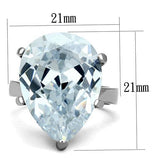 TK1750 - High polished (no plating) Stainless Steel Ring with AAA Grade CZ  in Clear - Alamode