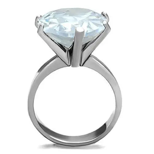 TK1750 - High polished (no plating) Stainless Steel Ring with AAA Grade CZ in Clear - Alamode - Flyclothing LLC
