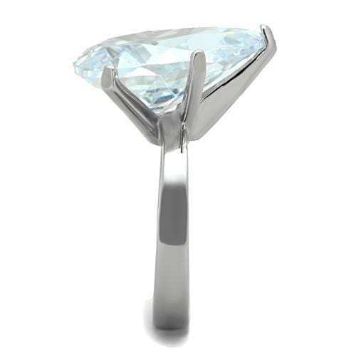 TK1750 - High polished (no plating) Stainless Steel Ring with AAA Grade CZ in Clear - Alamode - Flyclothing LLC