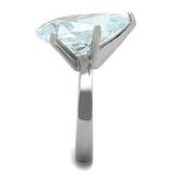 TK1750 - High polished (no plating) Stainless Steel Ring with AAA Grade CZ  in Clear - Alamode