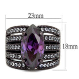 TK1752DC - IP Dark Brown (IP coffee) Stainless Steel Ring with AAA Grade CZ  in Amethyst - Alamode