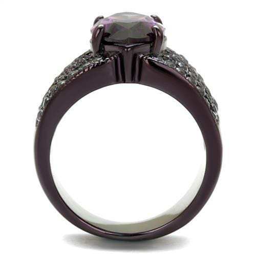TK1752DC - IP Dark Brown (IP coffee) Stainless Steel Ring with AAA Grade CZ in Amethyst - Alamode - Flyclothing LLC