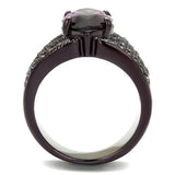 TK1752DC - IP Dark Brown (IP coffee) Stainless Steel Ring with AAA Grade CZ  in Amethyst - Alamode