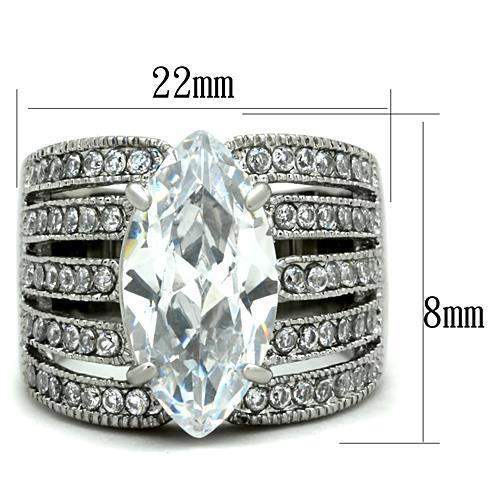 TK1752 - High polished (no plating) Stainless Steel Ring with AAA Grade CZ in Clear - Alamode - Flyclothing LLC