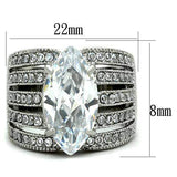 TK1752 - High polished (no plating) Stainless Steel Ring with AAA Grade CZ in Clear - Alamode - Flyclothing LLC