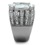 TK1752 - High polished (no plating) Stainless Steel Ring with AAA Grade CZ  in Clear - Alamode