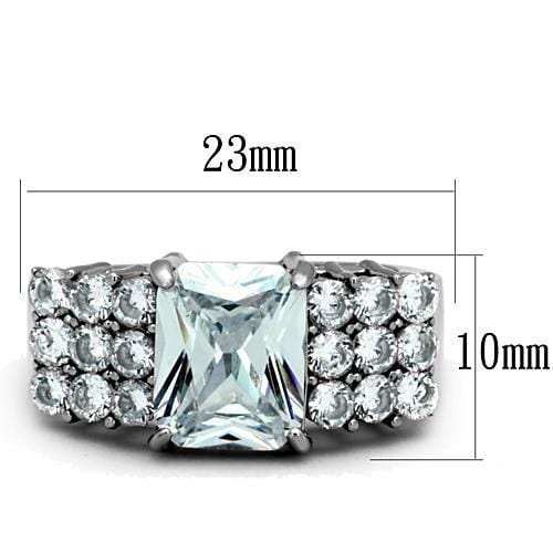 TK1753 - High polished (no plating) Stainless Steel Ring with AAA Grade CZ in Clear - Alamode - Flyclothing LLC
