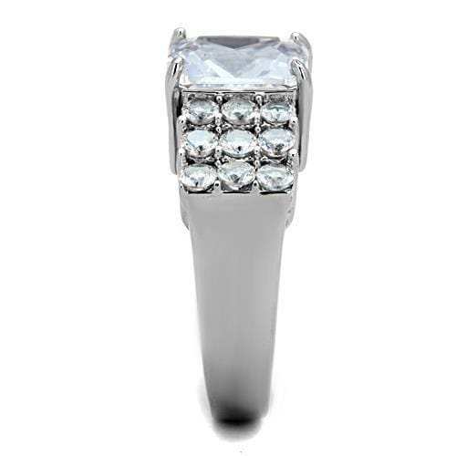 TK1753 - High polished (no plating) Stainless Steel Ring with AAA Grade CZ in Clear - Alamode - Flyclothing LLC
