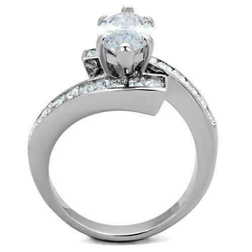 TK1754 - High polished (no plating) Stainless Steel Ring with AAA Grade CZ in Clear - Alamode - Flyclothing LLC