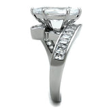 TK1754 - High polished (no plating) Stainless Steel Ring with AAA Grade CZ  in Clear - Alamode