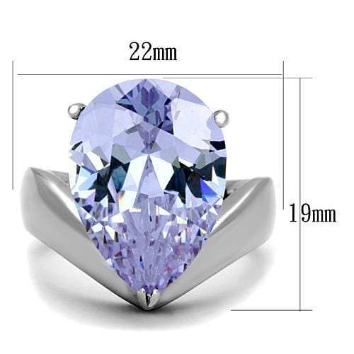 TK1755 - High polished (no plating) Stainless Steel Ring with AAA Grade CZ in Light Amethyst - Alamode - Flyclothing LLC