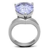 TK1755 - High polished (no plating) Stainless Steel Ring with AAA Grade CZ  in Light Amethyst - Alamode